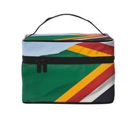 Trousse de maquillage portable avec imprimé drapeau de l'Afrique du Sud pour femme - Trousse de maquillage de voyage avec pochette intérieure et poignée