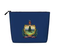 Trousse de maquillage portable avec imprimé drapeau de l'État du Vermont pour femme, trousse de toilette, organisateur de maquillage de voyage spacieux, Noir , Taille unique