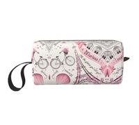 Trousse de maquillage portable avec imprimé papillon de Paris romantique, étui de rangement de voyage, sac de rangement zippé pour un accès rapide