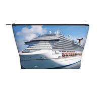 Trousse de maquillage portable avec motif arc-en-ciel Gay Pride - Grande capacité - Poche zippée - Étanche - Pour homme et femme, Navires de croisière, Taille unique, Organiseur de sac