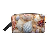 Trousse de maquillage portable avec motif bonhomme de neige mignon pour femme et fille, grande capacité, trousse de maquillage de voyage avec poignée, Conques et coquillages colorés, Taille unique