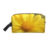 Trousse de maquillage portable avec motif bonhomme de neige mignon pour femme et fille, grande capacité, trousse de maquillage de voyage avec poignée, Tableau Fleur Jaune, Taille unique, Trousse de