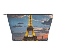 Trousse de maquillage portable avec motif cochon volant - Grande capacité - Poche zippée - Étanche - Pour homme et femme, Nuit Paris Eiffel, Taille unique, Organiseur de sac