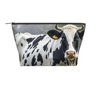 Trousse de maquillage portable avec motif cochon volant - Grande capacité - Poche zippée - Étanche - Pour homme et femme, Vache tachetée, Taille unique, Organiseur de sac