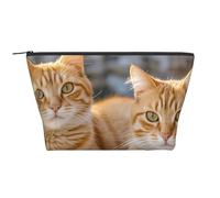 Trousse de maquillage portable avec motif cochon volant - Grande capacité - Poche zippée - Étanche - Pour homme et femme, Orange Cats, Taille unique, Organiseur de sac