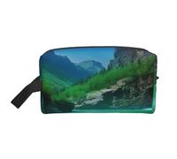 Trousse de maquillage portable avec motif de patte pour femme et fille - Grande capacité - Trousse de maquillage de voyage avec poignée, Merveilles naturelles, Taille unique, Trousse de maquillage