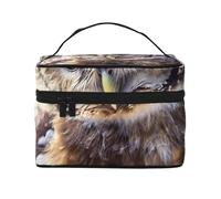 Trousse de maquillage portable avec motif hibou mignon pour femme - Trousse de maquillage de voyage avec pochette intérieure et poignée, Noir , Taille unique, Trousse de maquillage