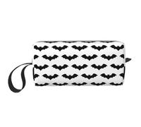 Trousse de maquillage portable avec motif tête de mort pour homme et femme, Batte simple noire de dessin animé, 20 x 6 x 9 cm