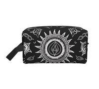 Trousse de maquillage portable avec poignée pour femme et fille - Grande capacité - Impression volcanique, Symboles Supernatural Noir, Taille unique, Trousse de maquillage