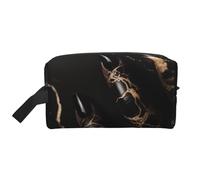 Trousse de maquillage portable avec poignée pour femme et fille Motif briques usées anciennes, Marbre or rose noir., Taille unique, Trousse de maquillage