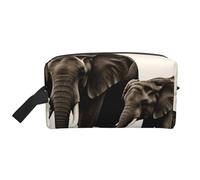 Trousse de maquillage portable avec poignée pour femme et fille Motif flamant rose ananas Grande capacité, Éléphant ancien et jeune éléphant., Taille unique, Trousse de maquillage