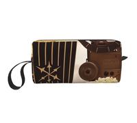 Trousse de maquillage portable avec poignée pour femme et fille Motif rose rouge, Équipement pour popcorn et film, Taille unique, Trousse de maquillage