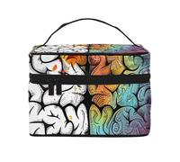 Trousse de maquillage portable avec poignée pour homme et femme, grande ouverture, avec imprimé papillon violet, Avantage du cerveau gauche et droit, Taille unique, Trousse de maquillage
