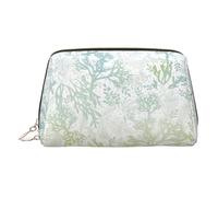 Trousse de maquillage portable avec séparateur - Motif algues vertes - Bleu marine, doré, One Size