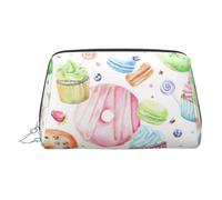 Trousse de maquillage portable avec séparateur Motif cupcakes beignets muffins sucre, Argenté., One Size