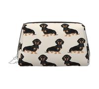 Trousse de maquillage portable avec séparateur Motif teckel, Argenté., One Size
