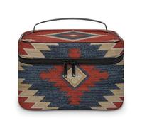 Trousse de Maquillage Portable de Grande capacité avec Fermeture éclair et Motif géométrique amérindien du Sud-Ouest