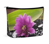 Trousse de maquillage portable de grande capacité - Sac de rangement de voyage - Champ de coquelicots - Motif route de briques jaunes - Convient pour les femmes et les filles, Fleur violette avec