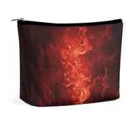 Trousse de maquillage portable de grande capacité - Sac de rangement de voyage - Champ de coquelicots - Motif route de briques jaunes - Convient pour les femmes et les filles, Rouge vif, Taille unique