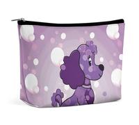 Trousse de maquillage portable de grande capacité - Sac de rangement de voyage - Champ de coquelicots - Motif route de briques jaunes - Convient pour les femmes et les filles, Caniche violet à pois