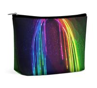 Trousse de maquillage portable de grande capacité - Sac de rangement de voyage - Champ de coquelicots - Motif route de briques jaunes - Convient pour les femmes et les filles, Fluo arc-en-ciel, Taille