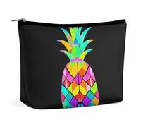Trousse de maquillage portable de grande capacité - Sac de rangement de voyage - Marbre vif - Ananas - Convient pour les femmes et les filles, Ananas marbré brillant, Taille unique