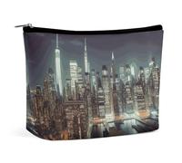 Trousse de maquillage portable de grande capacité, trousse de maquillage de voyage, sac de rangement, trousse de toilette imprimée ville de New York, convient pour les femmes et les filles, New York