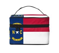 Trousse de maquillage portable de voyage avec drapeau du Dakota du Nord (22,9 x 16,5 x 15,7 cm), grande trousse de maquillage pour femmes, sac de rangement pour filles, noir, taille unique