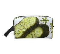 Trousse de maquillage portable de voyage avec imprimé cornichons à l'aneth et aux sushis - Grande capacité - Trousse de toilette pour femme, blanc, Taille unique, Trousse de maquillage