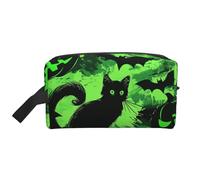 Trousse de maquillage portable de voyage avec imprimé fantôme horreur Halloween noir vert grande capacité trousse de toilette organisateur de sac à main pour femme, blanc, Taille unique, Trousse de