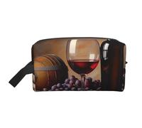 Trousse de maquillage portable de voyage avec imprimé vin de raisin - Grande capacité - Trousse de toilette pour femme, blanc, Taille unique, Trousse de maquillage