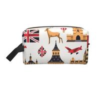 Trousse de maquillage portable de voyage avec symboles de l'Angleterre - Grande capacité - Trousse de toilette pour femme, blanc, Taille unique, Trousse de maquillage
