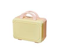 Trousse de maquillage portable en ABS de 35,6 cm - Valise de maquillage décorative pour femmes et filles, Jaune avec rose