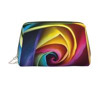 Trousse de maquillage portable en cuir avec ailes de papillon imprimées pour femme - Fermeture éclair dorée, Rose arc-en-ciel, One Size, Trousse de maquillage