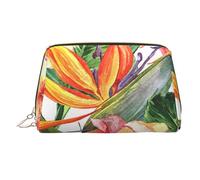 Trousse de maquillage portable en cuir avec fermeture éclair dorée pour femme Motif cupcakes beignets muffins sucre, Oiseau fleuri coloré, One Size, Trousse de maquillage