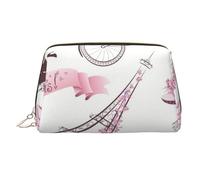 Trousse de maquillage portable en cuir avec fermeture éclair dorée pour femme - Motif lettres de l'alphabet, Romantique Paris Papillon Eiffel, One Size, Trousse de maquillage