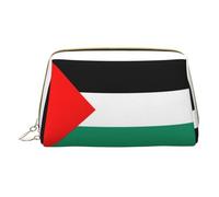 Trousse de maquillage portable en cuir avec fermeture éclair et drapeau de la Palestine, blanc, Taille unique