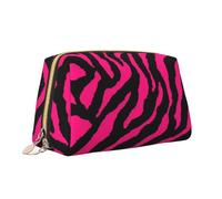 Trousse de maquillage portable en cuir avec fermeture éclair et imprimé léopard zébré