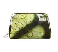 Trousse de maquillage portable en cuir avec fermeture éclair pour femme Motif sushi aneth cornichons, blanc, Taille unique, Trousse de maquillage
