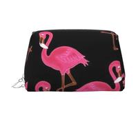 Trousse de maquillage portable en cuir avec imprimé de musique de guitare électrique magique pour femme, sac de maquillage de voyage, fermeture éclair argentée, Joli flamants roses, One Size, Trousse