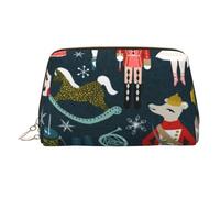 Trousse de maquillage portable en cuir avec imprimé dragon jaune pour femme - Fermeture éclair dorée, Ballet de Noël Casse-noisette pour femme, One Size, Trousse de maquillage