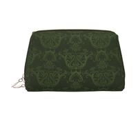 Trousse de maquillage portable en cuir avec imprimé drapeau de l'Italie pour femme - Fermeture éclair dorée, Motif floral vert chasseur, One Size, Trousse de maquillage