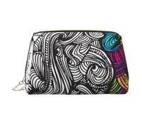 Trousse de maquillage portable en cuir avec imprimé Père Noël pour femme avec fermeture éclair dorée, Cerveau gauche et droit., One Size, Trousse de maquillage