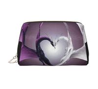 Trousse de maquillage portable en cuir avec imprimé zèbre arc-en-ciel pour femme - Fermeture éclair dorée, Dragons violets et écrits, One Size, Trousse de maquillage