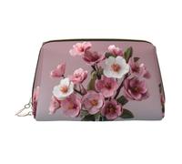 Trousse de maquillage portable en cuir avec motif bouquet de cerisiers, convient pour ranger des cosmétiques, etc, doré, Taille unique