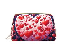 Trousse de maquillage portable en cuir étanche avec motif cœur d'amour (17 x 10,9 cm), blanc, Taille unique