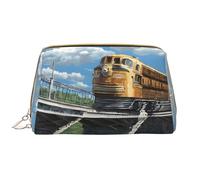 Trousse de maquillage portable en cuir imperméable avec motif train à vapeur (17 x 10,9 cm), blanc, Taille unique