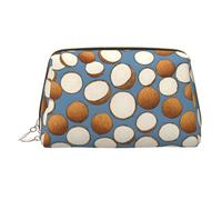 Trousse de maquillage portable en cuir imprimé noix de coco avec motif imprimé pleine largeur, doré, Taille unique