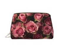 Trousse de maquillage portable en cuir imprimé roses avalanche rose pleine largeur, doré, Taille unique