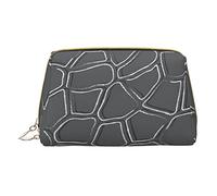 Trousse de Maquillage Portable en Cuir Minimaliste et élégante, Trousse à cosmétiques imprimée Girafe Ligne Blanche pour Filles et Femmes - Petite Taille